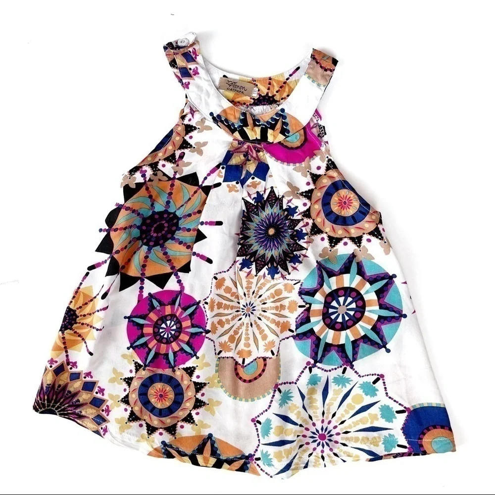 Catpapa Dress or Top Geometric Floral Print Size 130